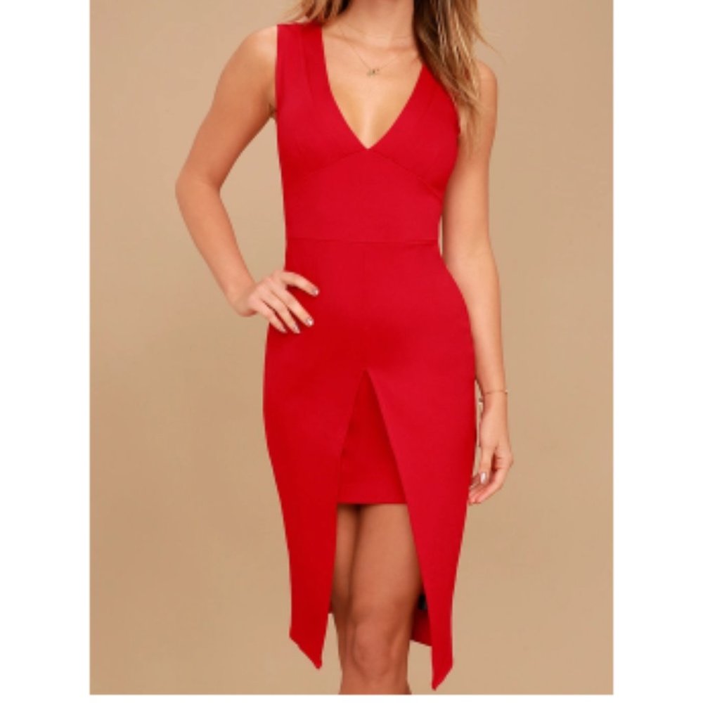Lulu’s - Red Bodycon Midi Dress